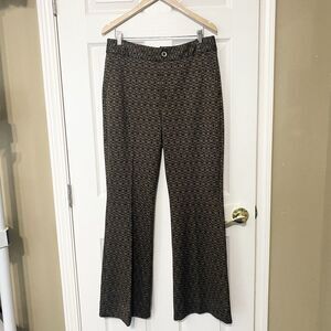 Cabi Womens Size 12 Director Trouser Pants Flare Leg #4505 Brown Black Stretch